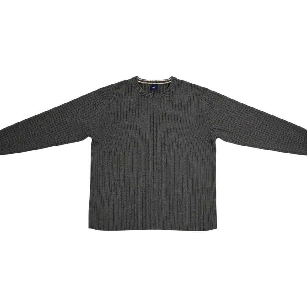 Gap Mens Ribbed Knit Cotton Sweater Charcoal Gray Crew Neck Long Sleeve L